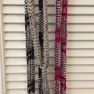 3 crochet beaded fashion scarves.